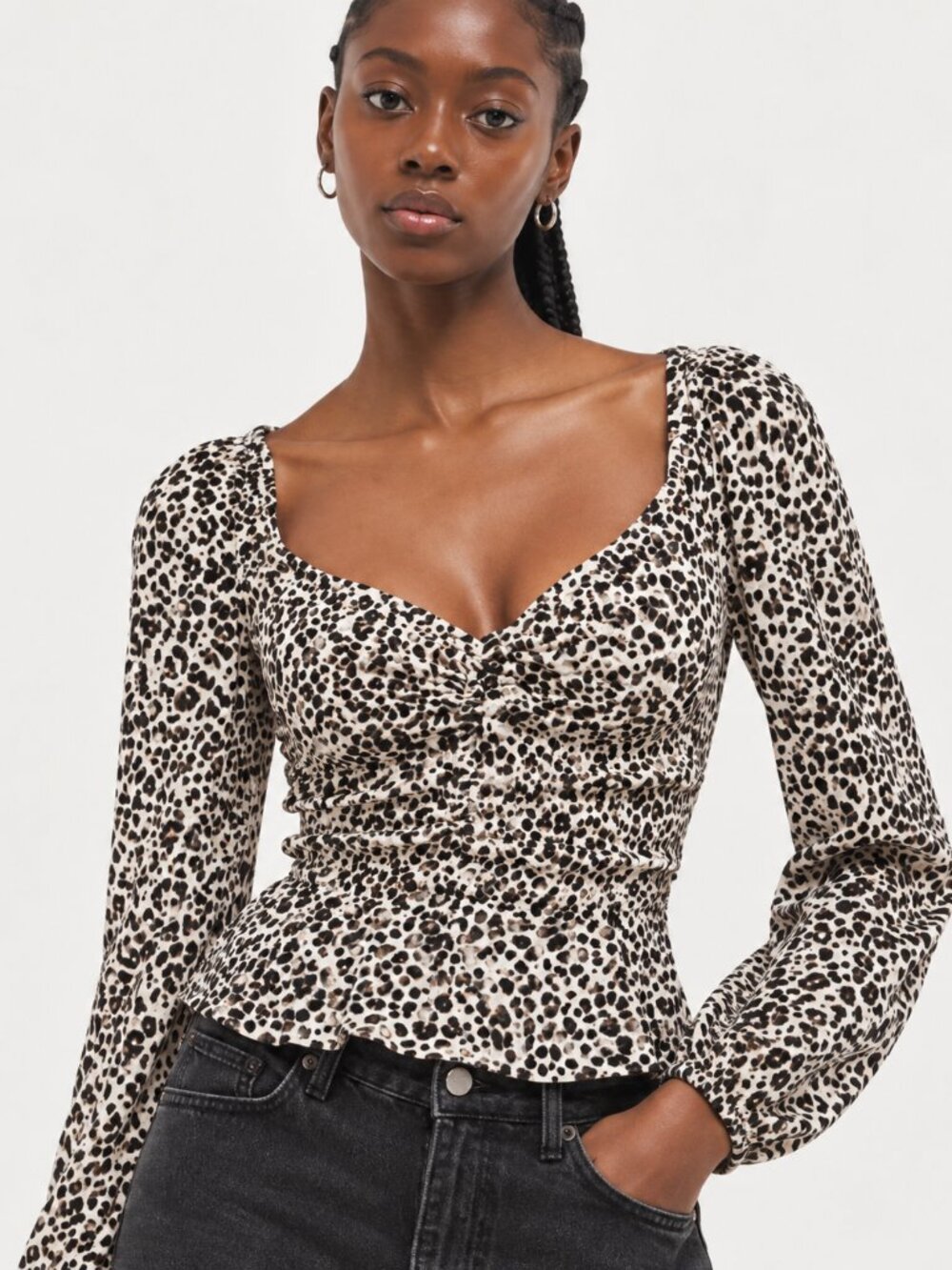URBAN OUTFITTERS Sexy Streetwear Y2K 1990s Casual Grunge Leopard Print Top